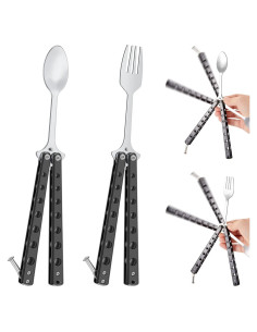 Juego de Cuchara y Tenedor Mariposa Flutesan - Acero Inoxidable