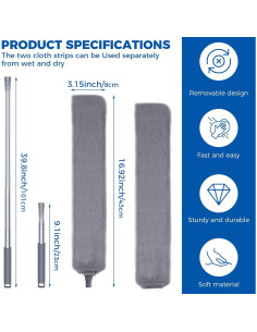 Plumero de Espacio Retráctil AURUZA con 2 Paños de Microfibra 2