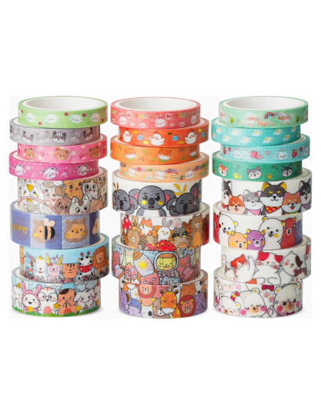 Cinta Washi Decorativa Mr. Pen - 24 Rollos 3m con Foil Dorado