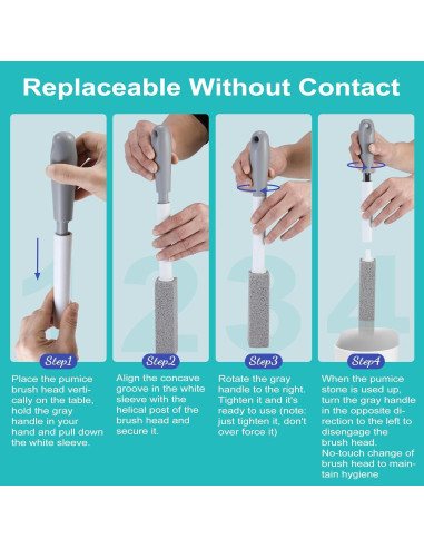 Paquete de 4 piedras pómez Gnvop con mango largo para inodoro