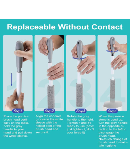 Paquete de 4 piedras pómez Gnvop con mango largo para inodoro