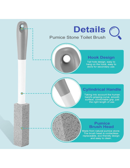 Paquete de 4 piedras pómez Gnvop con mango largo para inodoro