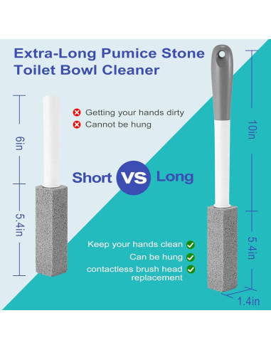 Paquete de 4 piedras pómez Gnvop con mango largo para inodoro