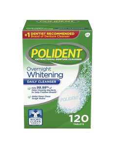 Limpiador de Dentaduras Polident Blanqueador Nocturno 120 Tabletas