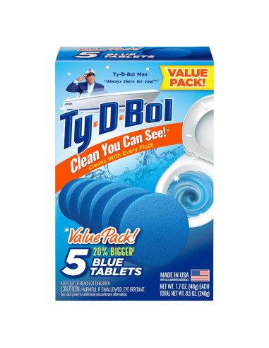Tabletas Azules Ty-D-Bol 240 g - Limpia y Desodoriza Inodoros