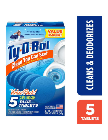 Tabletas Azules Ty-D-Bol 240 g - Limpia y Desodoriza Inodoros