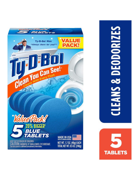 Tabletas Azules Ty-D-Bol 240 g - Limpia y Desodoriza Inodoros