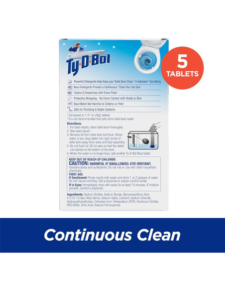 Tabletas Azules Ty-D-Bol 240 g - Limpia y Desodoriza Inodoros