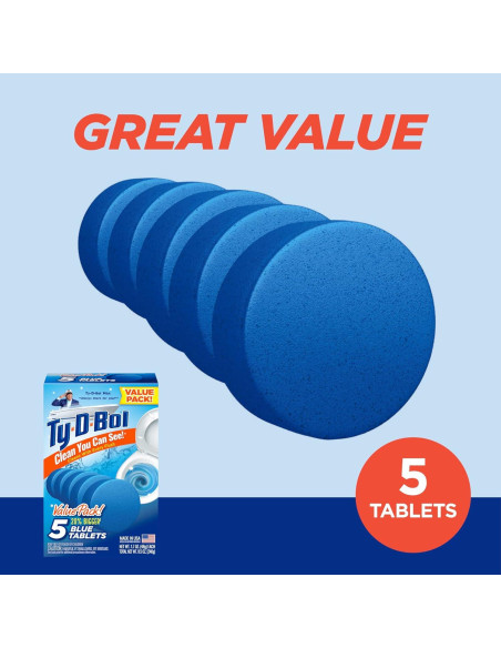 Tabletas Azules Ty-D-Bol 240 g - Limpia y Desodoriza Inodoros