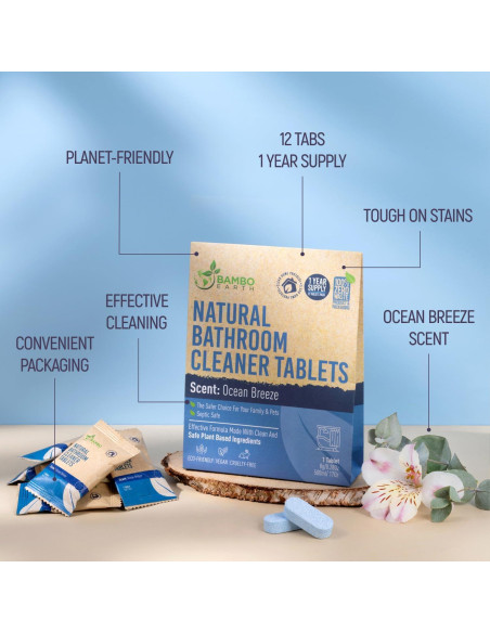 Limpiadores Naturales para Baño BAMBOEARTH - 12 Tabletas Ecológicas