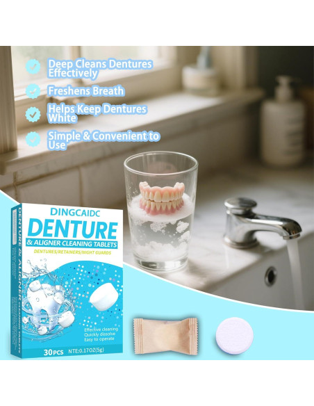 Tabletas de Limpieza Sifuland para Dentaduras y Retenedores - 30 Unidades