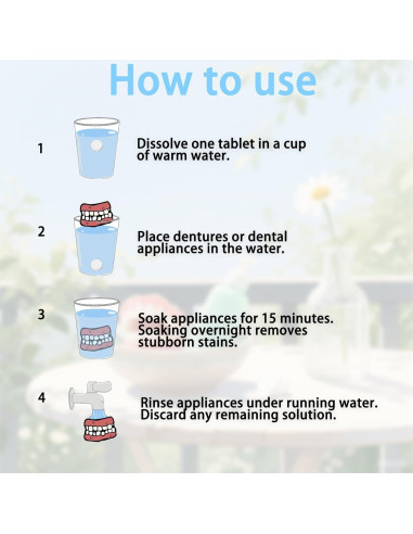 Tabletas de Limpieza Sifuland para Dentaduras y Retenedores - 30 Unidades