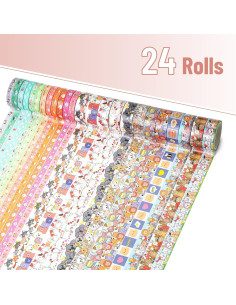 Cinta Washi Decorativa Mr. Pen - 24 Rollos 3m con Foil Dorado 2