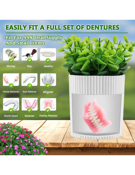 Estuche para Dentaduras YCROJBK con Diseño de Eucalipto 9.4x16.5cm