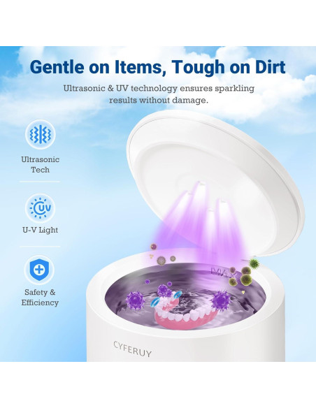 Limpiador Ultrasónico CYFERUY 45kHz 160ML para Dentaduras y Joyería