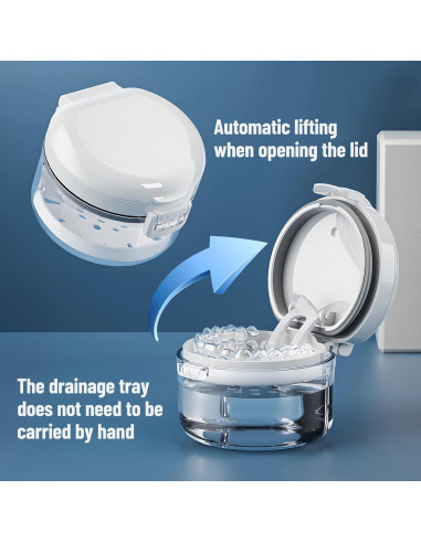 Caja de Baño para Dentaduras PMUBEAUTY con Espejo y Colador