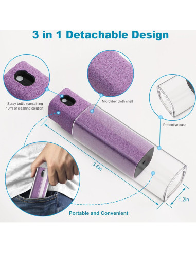 Limpiador de Pantalla 3 en 1 T90024 con Spray y Paño Microfibra