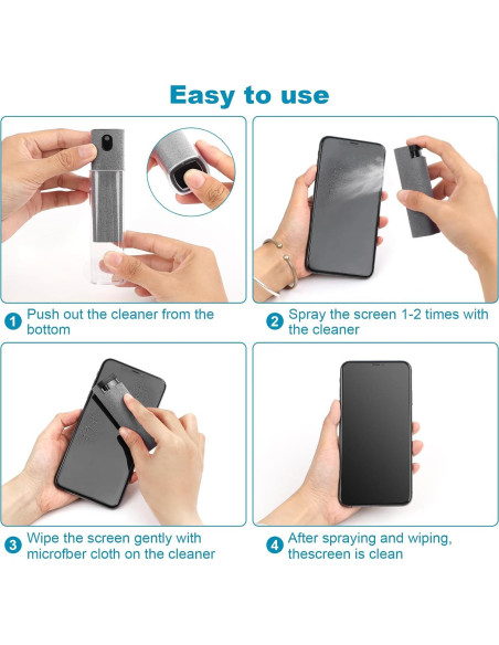 Limpiador de Pantalla 3 en 1 T90024 con Spray y Paño Microfibra