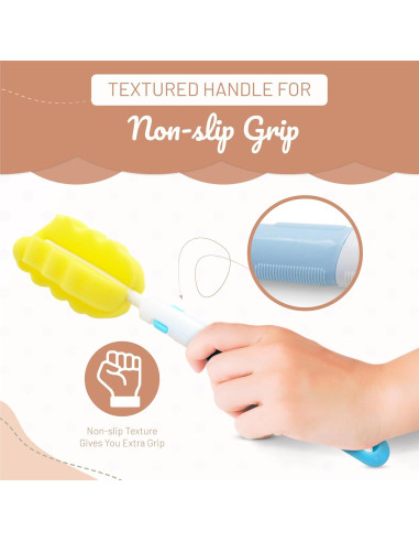 Juego de Cepillos para Biberones MooMoo Baby - Ecológico, Azul