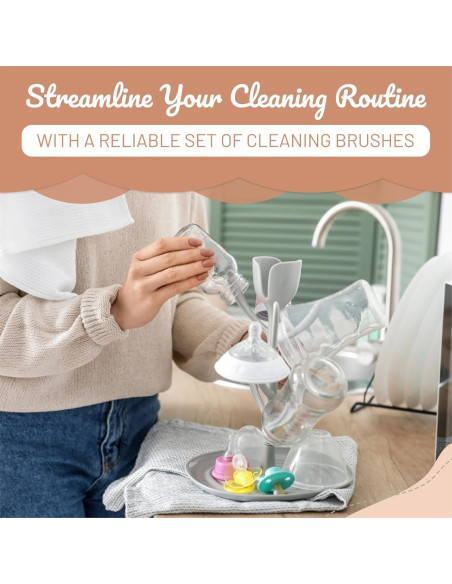 Juego de Cepillos para Biberones MooMoo Baby - Ecológico, Azul