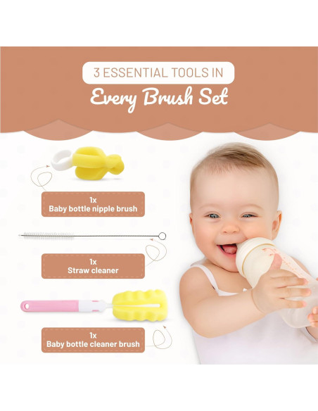 Juego de Cepillos para Biberones MooMoo Baby - Ecológico, Azul