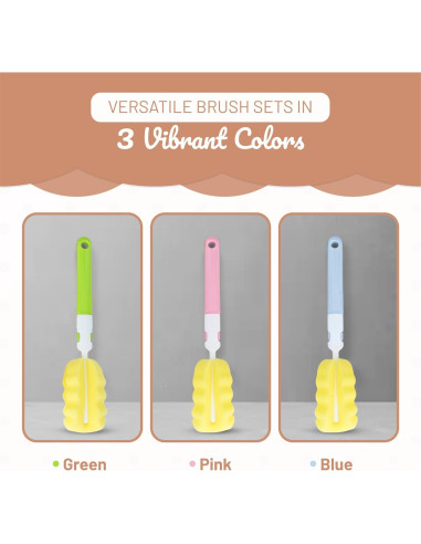 Juego de Cepillos para Biberones MooMoo Baby - Ecológico, Azul