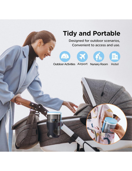 Cepillo de Botellas VOGOGE 3-en-1 con Soporte Secado Azul