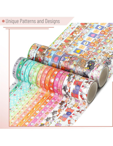 Cinta Washi Decorativa Mr. Pen - 24 Rollos 3m con Foil Dorado