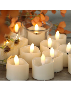 Vela LED sin llama Qidol Home, 12 piezas, 3.81 cm, luz cálida 2