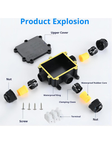 Caja de Conexiones Impermeable SZFUDIGO T de 3 Vías IP68