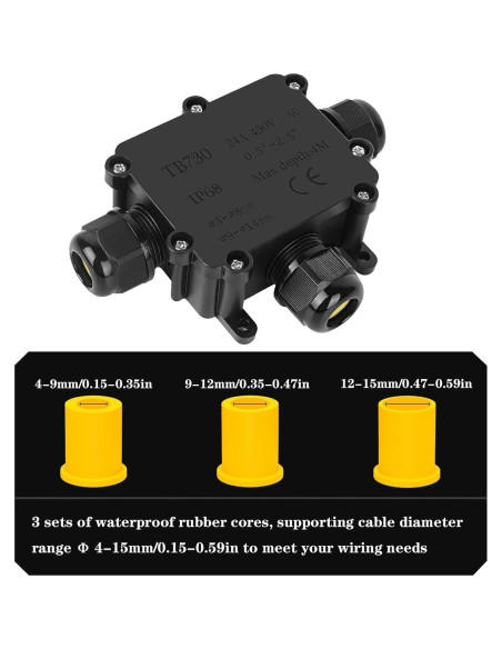 Caja de Conexiones Impermeable SZFUDIGO T de 3 Vías IP68
