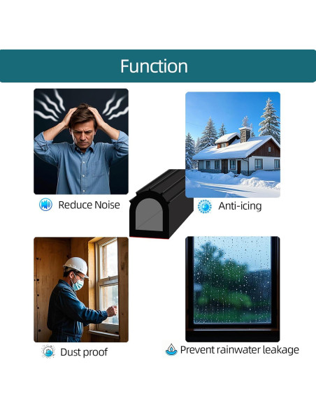 Tira de Sello de Goma EPDM Tintvent 20 Pies Negro 1"