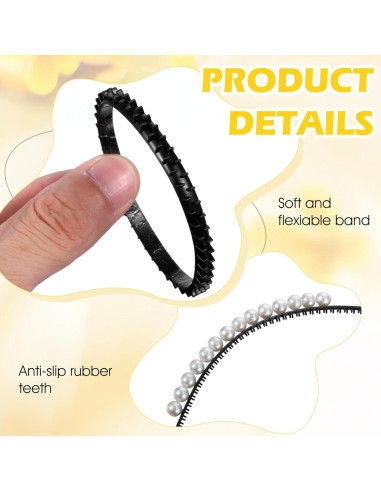 10 Bandas Antideslizantes para Diademas Aysatogc - Negro