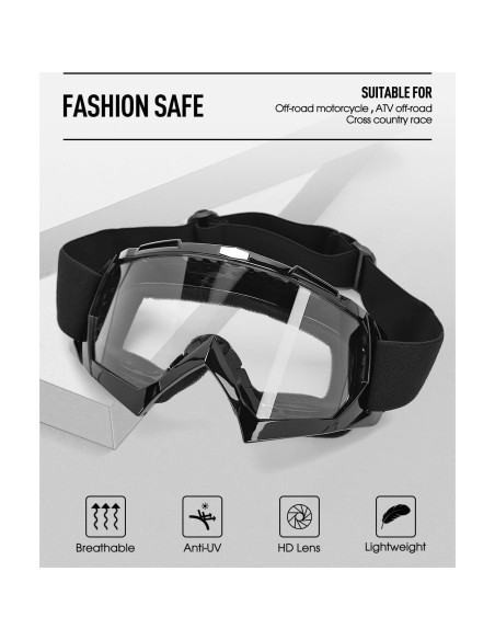 Gafas de Motocross Beyisi con Lentes UV400 y Ajuste Cómodo