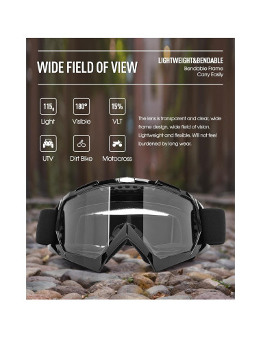 Gafas de Motocross Beyisi con Lentes UV400 y Ajuste Cómodo
