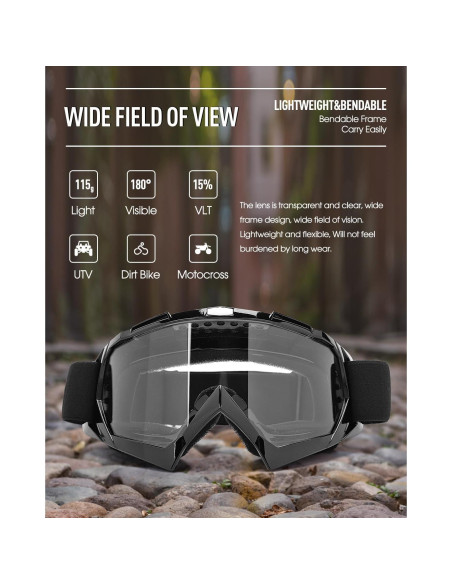 Gafas de Motocross Beyisi con Lentes UV400 y Ajuste Cómodo