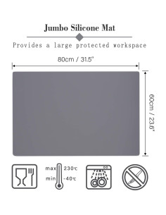 Alfombrilla de Silicona Gartful 80x60cm Gris Oscuro Antiadherente 2