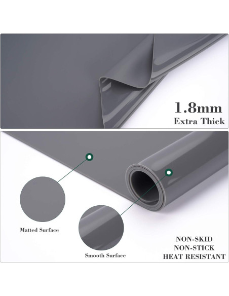 Alfombrilla de Silicona Gartful 80x60cm Gris Oscuro Antiadherente