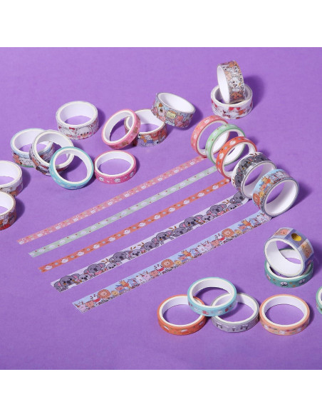 Cinta Washi Decorativa Mr. Pen - 24 Rollos 3m con Foil Dorado