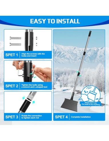 Pala de Nieve EOMEOH 27.94 cm con Mango Ajustable 134.62 cm