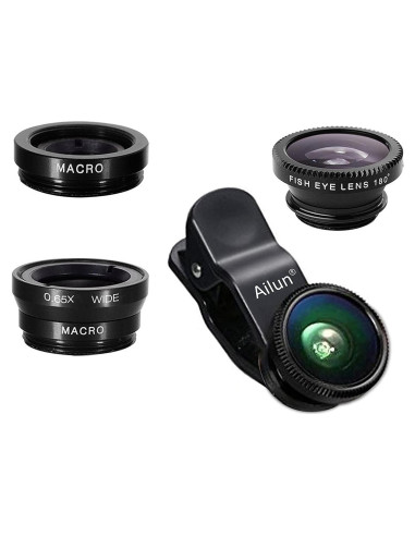Kit de Lentes Ailun 3 en 1 para Teléfono Móvil - Ojo de Pez, Gran Angular y Macro