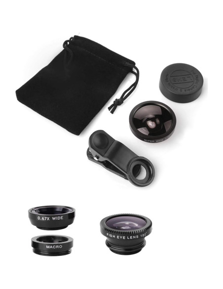 Kit de Lentes Ailun 3 en 1 para Teléfono Móvil - Ojo de Pez, Gran Angular y Macro