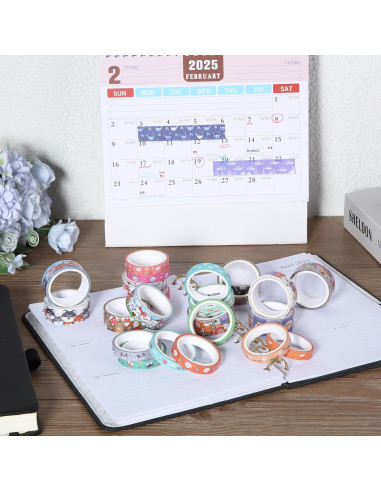 Cinta Washi Decorativa Mr. Pen - 24 Rollos 3m con Foil Dorado