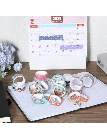 Cinta Washi Decorativa Mr. Pen - 24 Rollos 3m con Foil Dorado