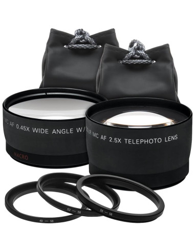 Adaptador de Conversión Bower LA-DC58L + Lentes y Kit para Canon G15/G16