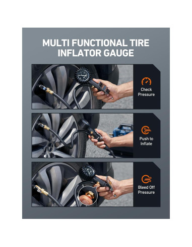 Inflador de Neumáticos AstroAI con Manómetro 100 PSI y Dial Brillante