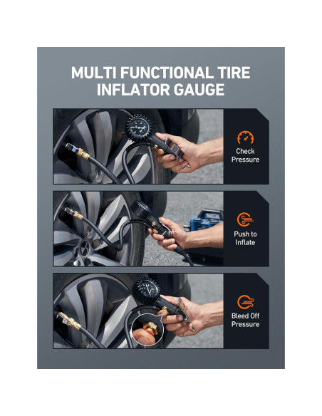 Inflador de Neumáticos AstroAI con Manómetro 100 PSI y Dial Brillante