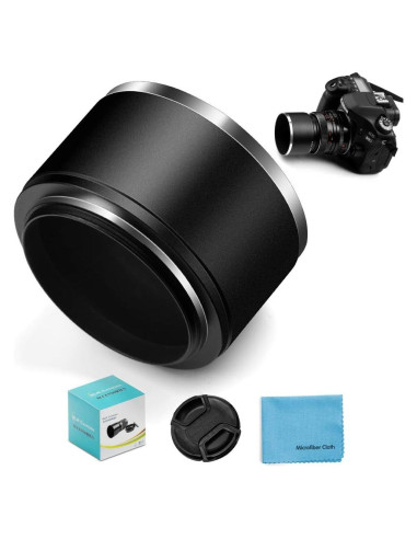 Capucha de Lente de Metal 58mm + Tapa de Lente 62mm + Paño