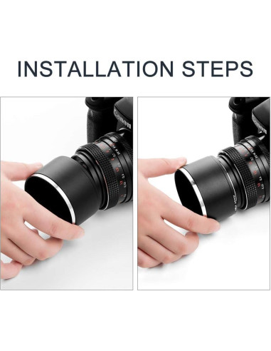 Capucha de Lente de Metal 58mm + Tapa de Lente 62mm + Paño