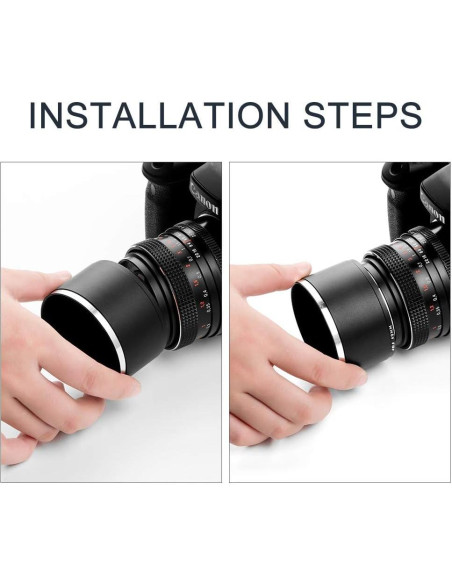 Capucha de Lente de Metal 58mm + Tapa de Lente 62mm + Paño